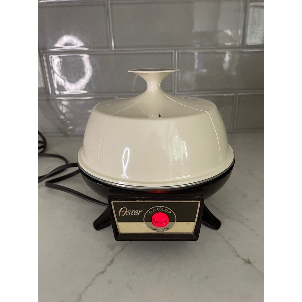 VTG Oster Automatic Egg Cooker Poacher 581A Cream Brown W/ Metal Inserts Working
